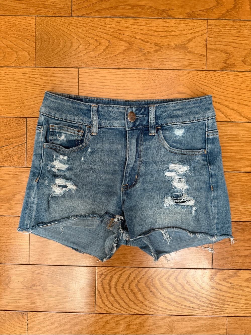 American Eagle Outfitters Distressed Blue Denim Jean Shorts
